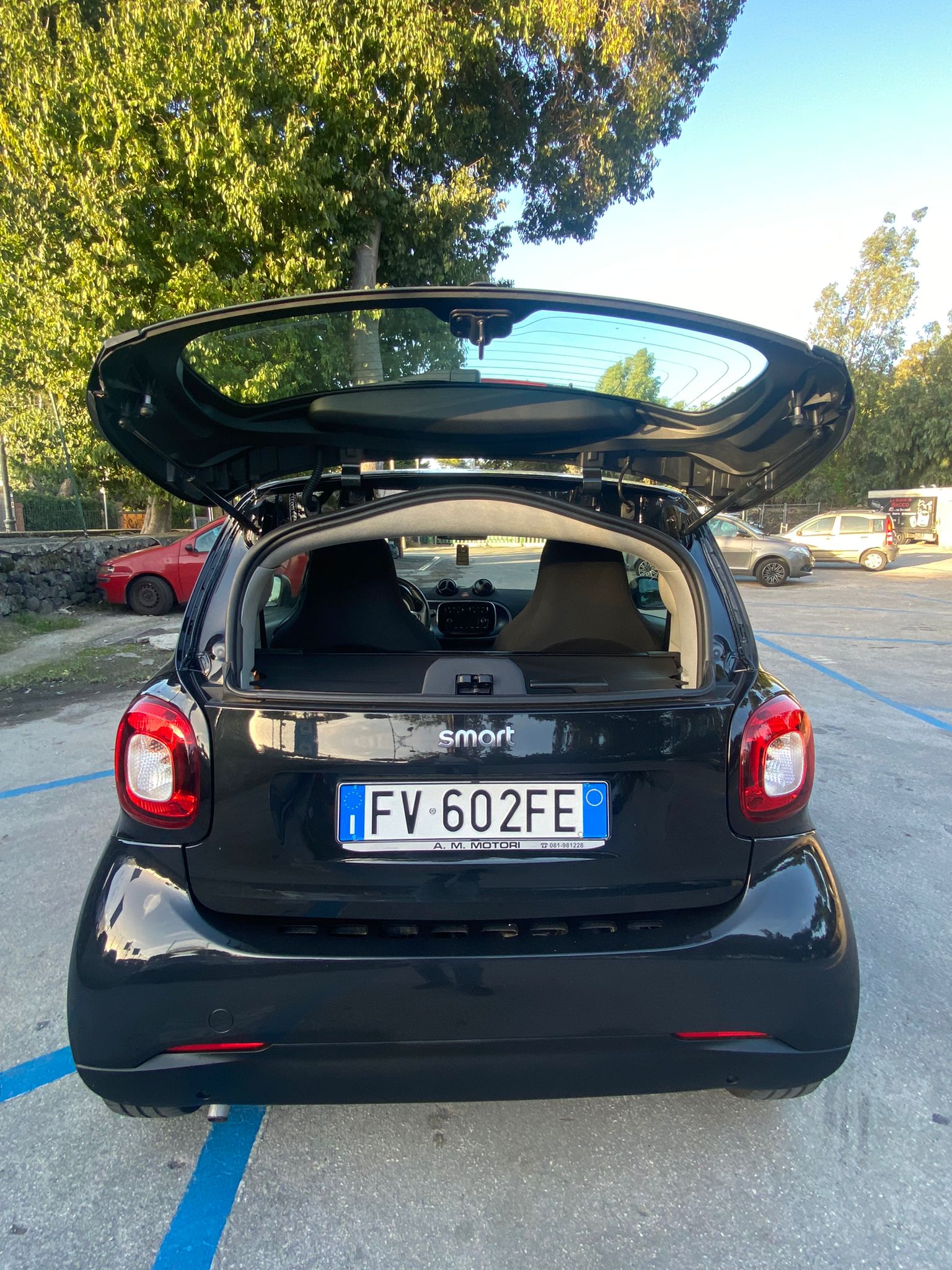 SMART 453 FOR TWO PASSION TOTAL BLACK (CERCHI IN LEGA,RADIOCOMANDI AL  VOLANTE,CRUISE CONTROL AL VOLANTE,ALTOPARLANTE,VEGLIE CONTAGIRI,TETTO FISSO  PANORAMICO) - AM Motori Ischia